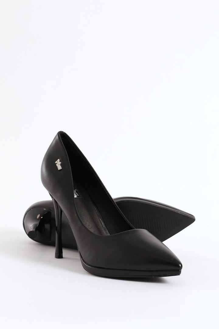 Faux Leather Heel - Black