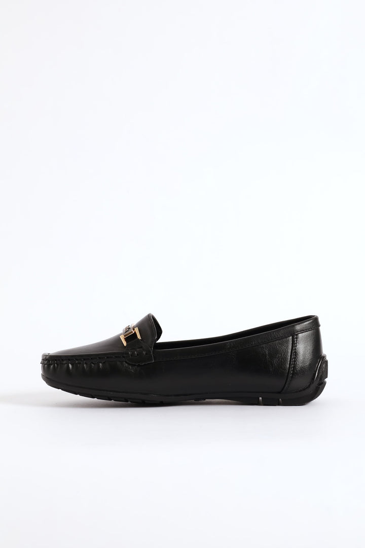 Logo Buckle Fashion Loafer - Black