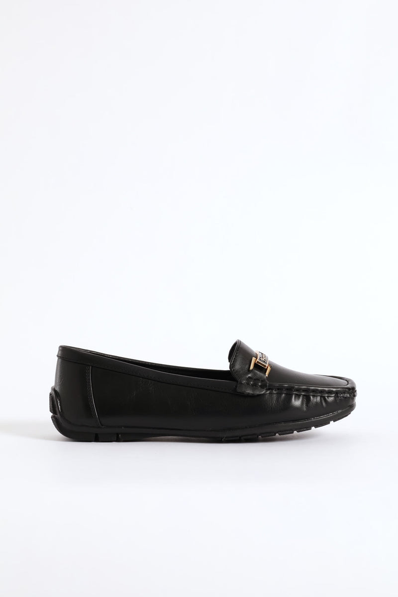 Logo Buckle Fashion Loafer - Black