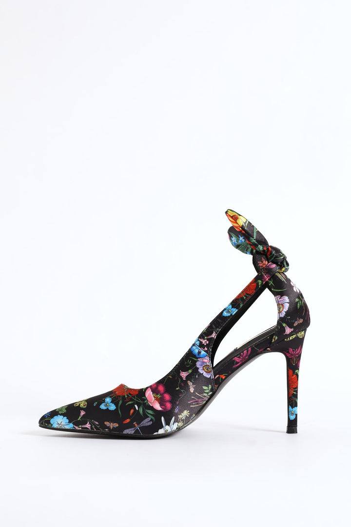 Floral Heel - Black