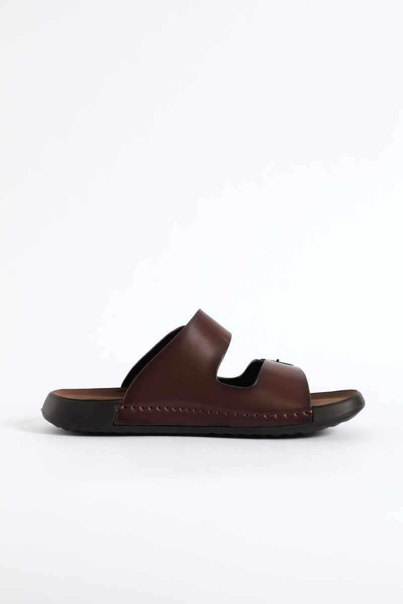 Double Buckle Comfort Sandal - Brown