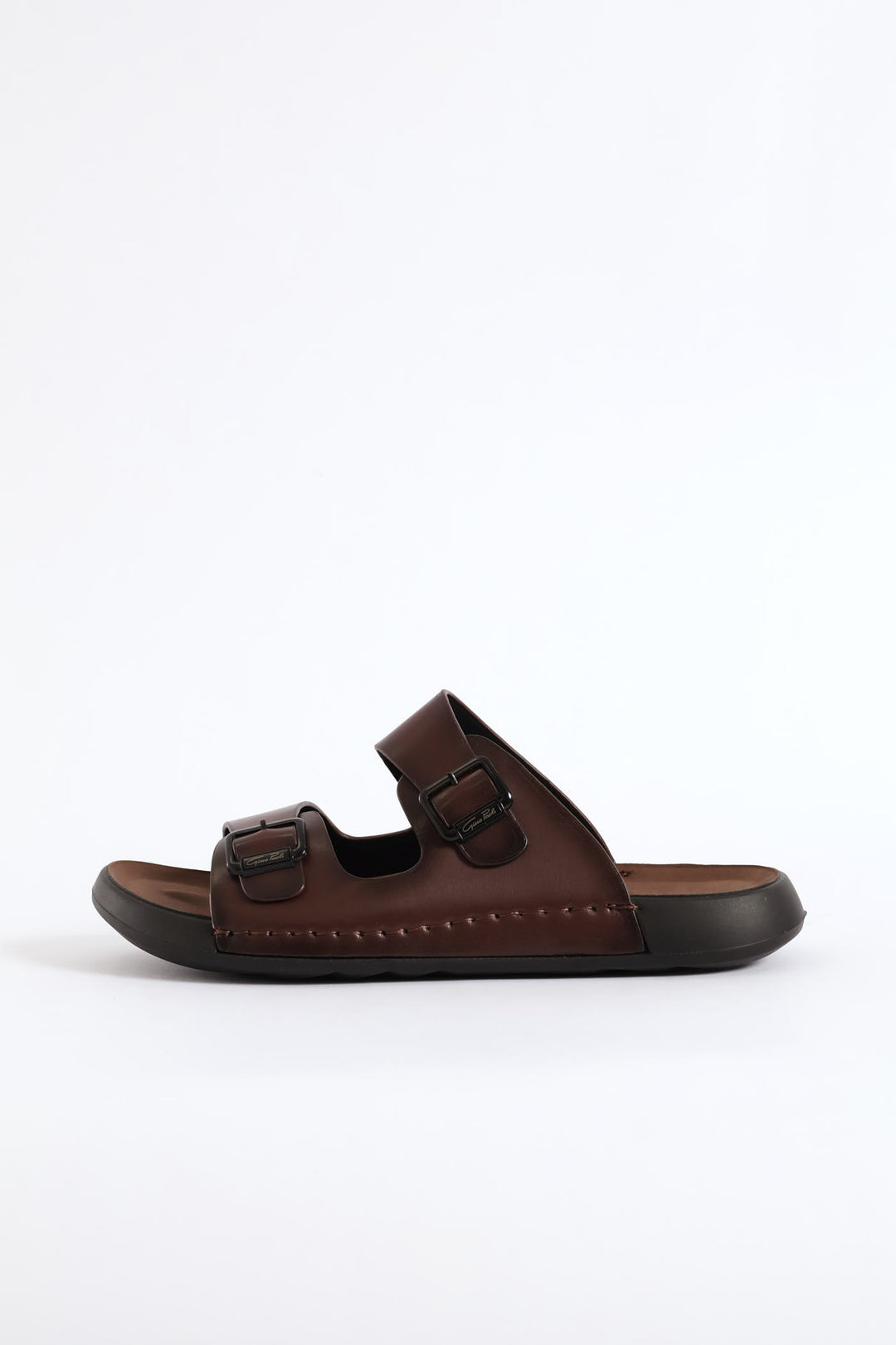 Double Buckle Comfort Sandal - Brown
