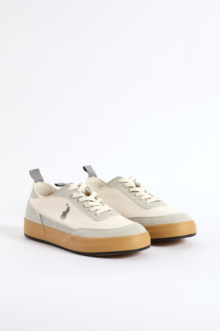 Textured Court Sneaker - Off White