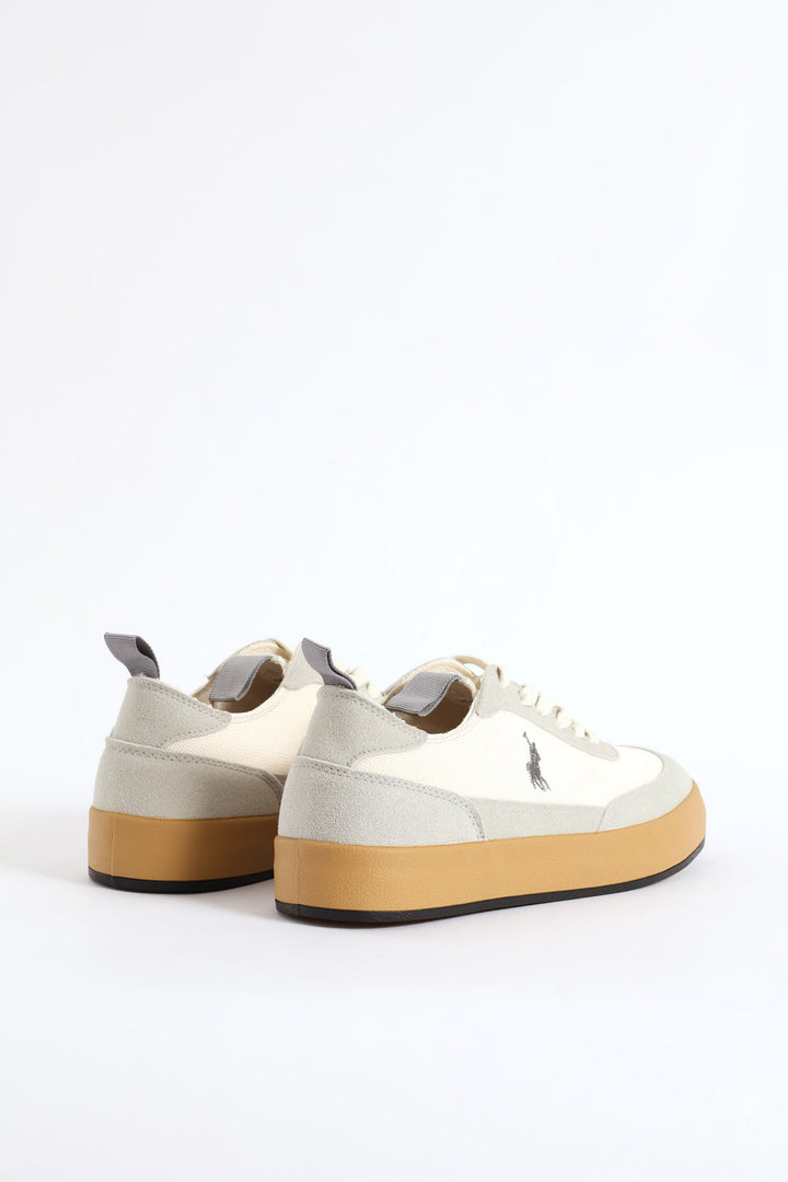 Textured Court Sneaker - Off White
