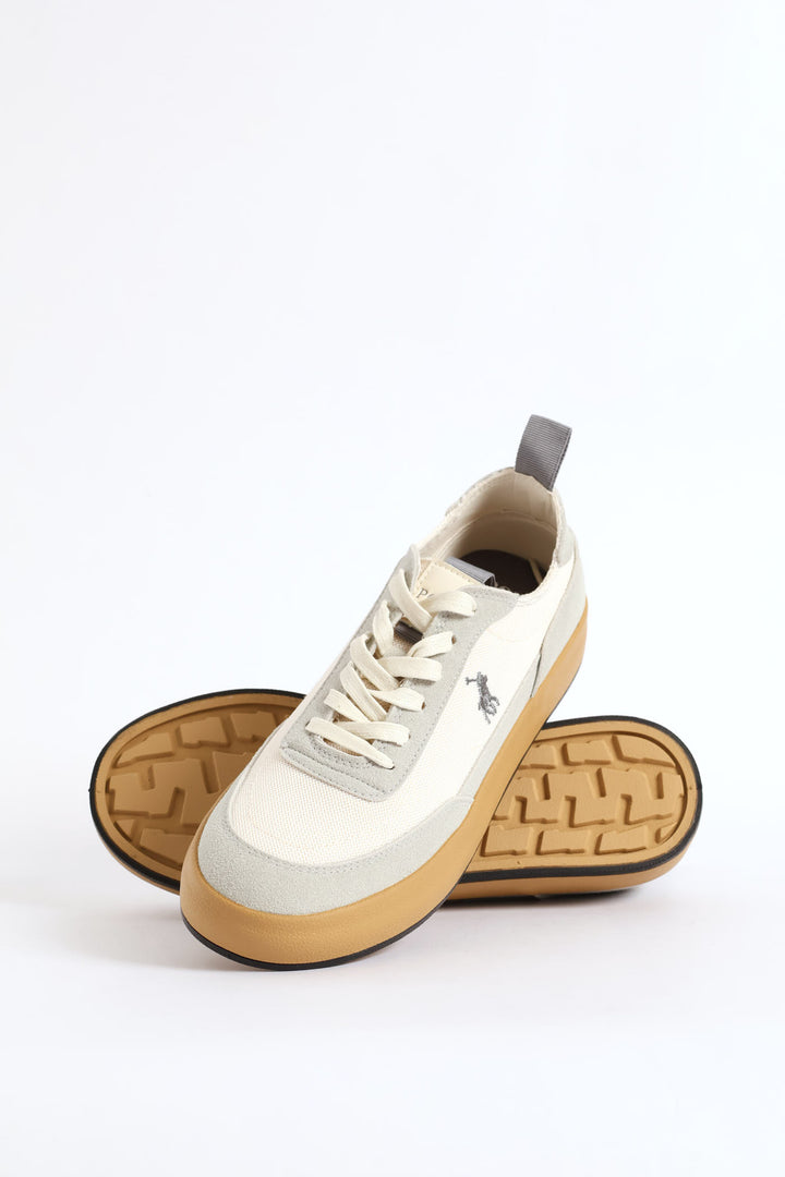 Textured Court Sneaker - Off White