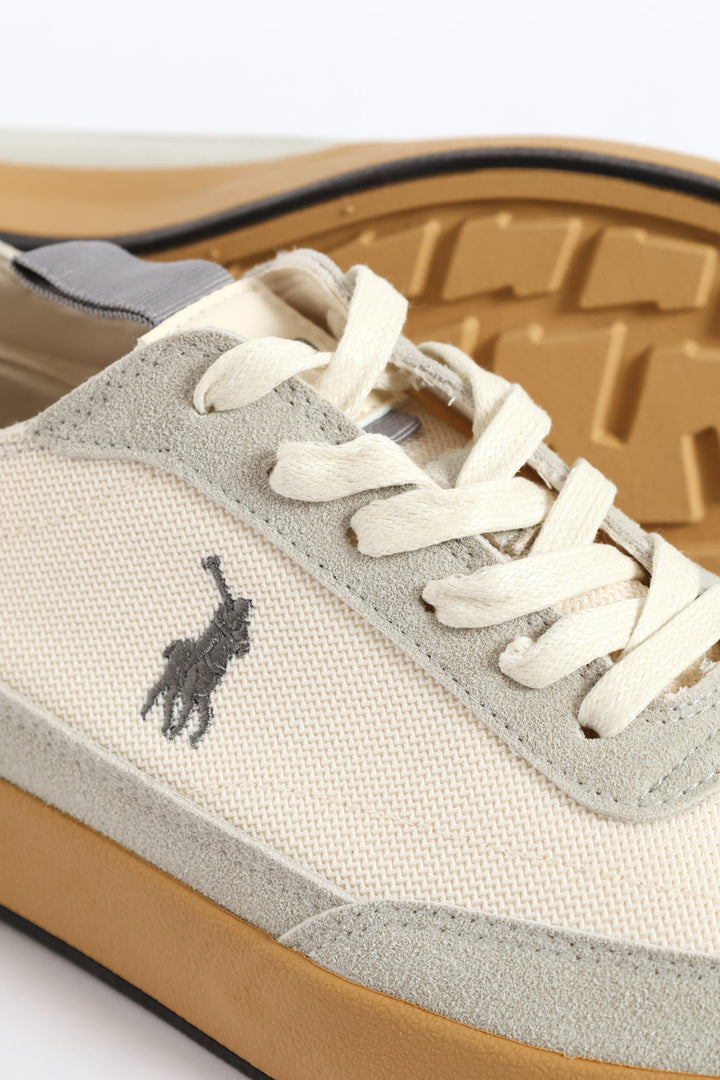 Textured Court Sneaker - Off White