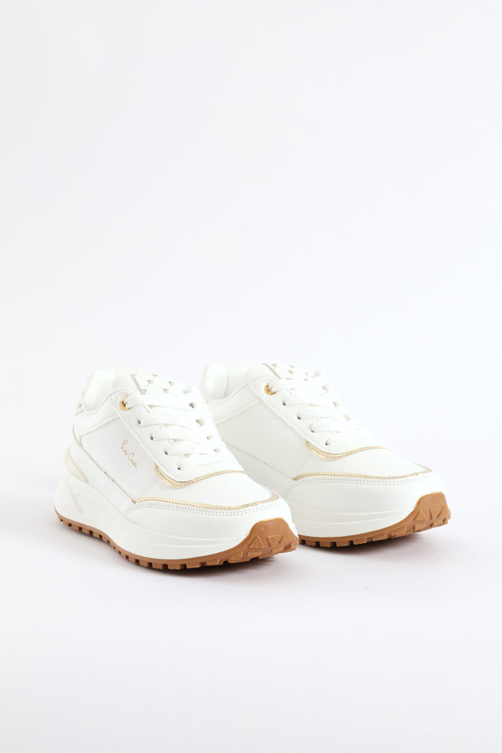 Gold Trim Sneaker - White