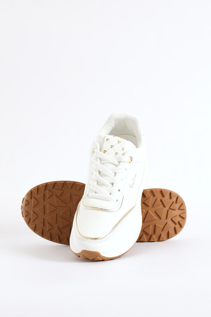 Gold Trim Sneaker - White