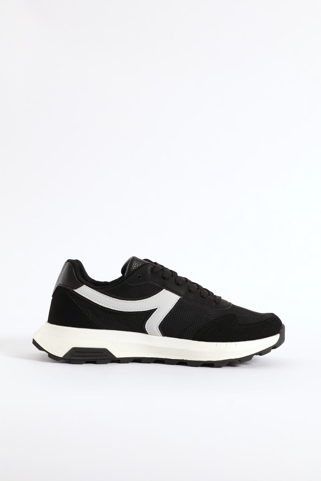 Fashion Retro Lace Up Trainer - Black/Grey