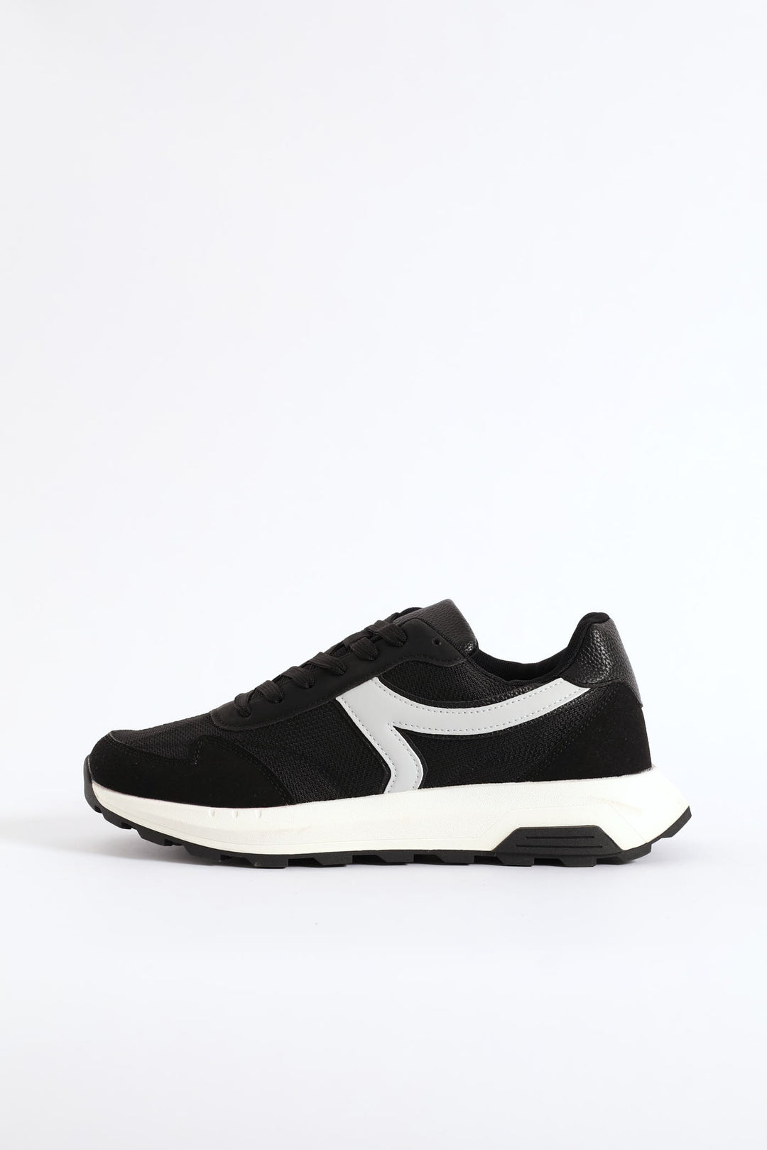 Fashion Retro Lace Up Trainer - Black/Grey