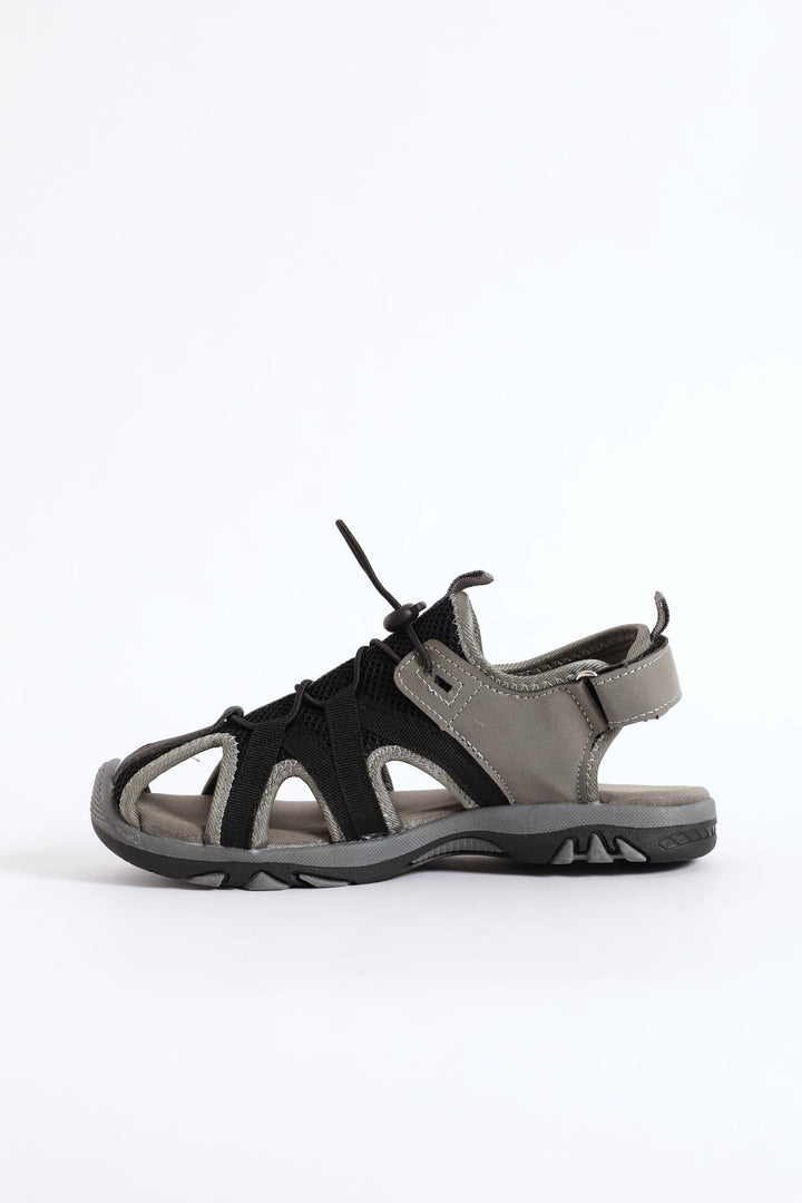 Boys Closed Toe Adventure Sandal - Black/Grey