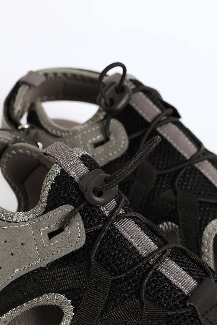 Boys Closed Toe Adventure Sandal - Black/Grey