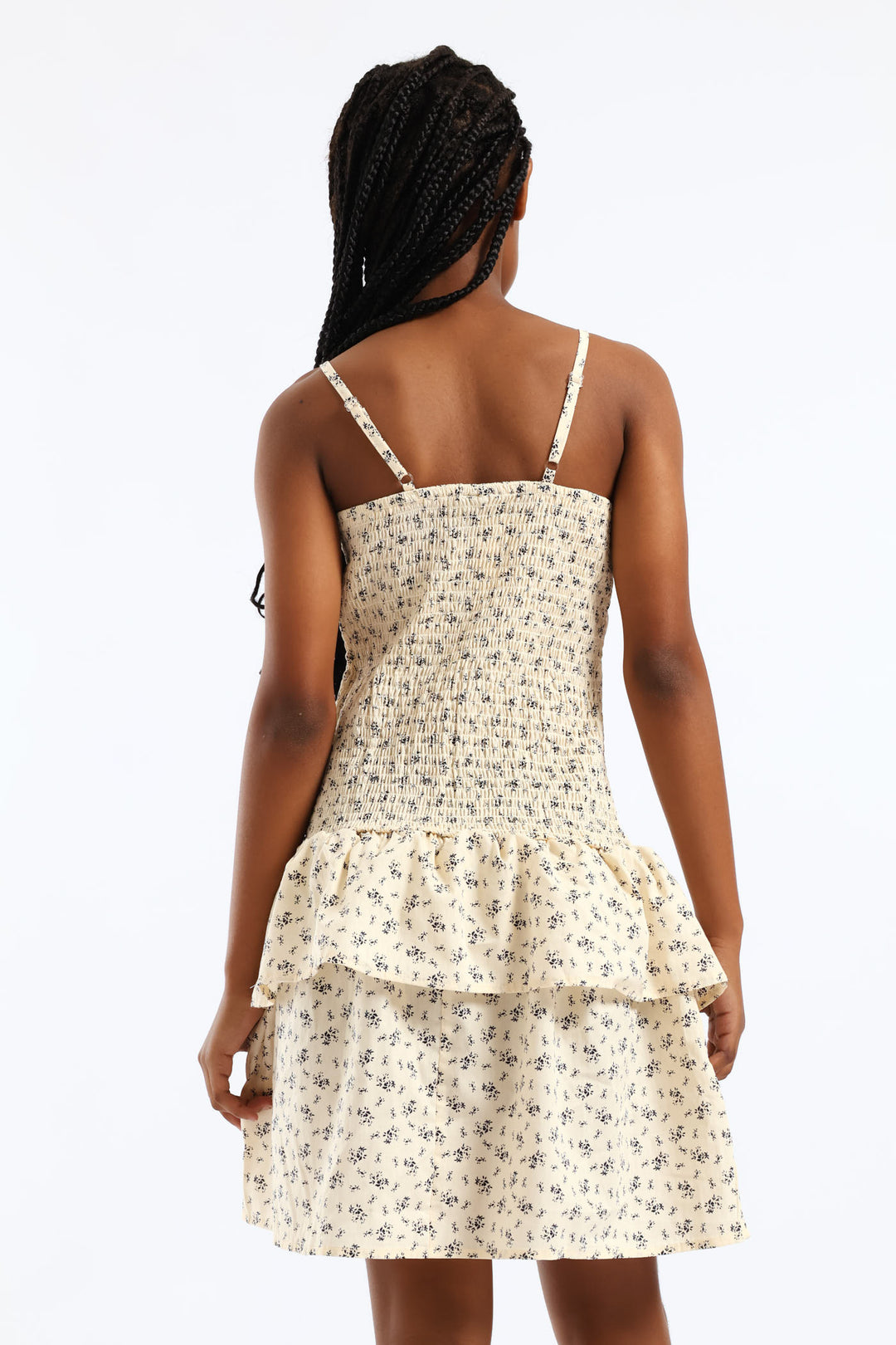 Girls Shirred Full Bodice Rara Strappy Dress - Floral