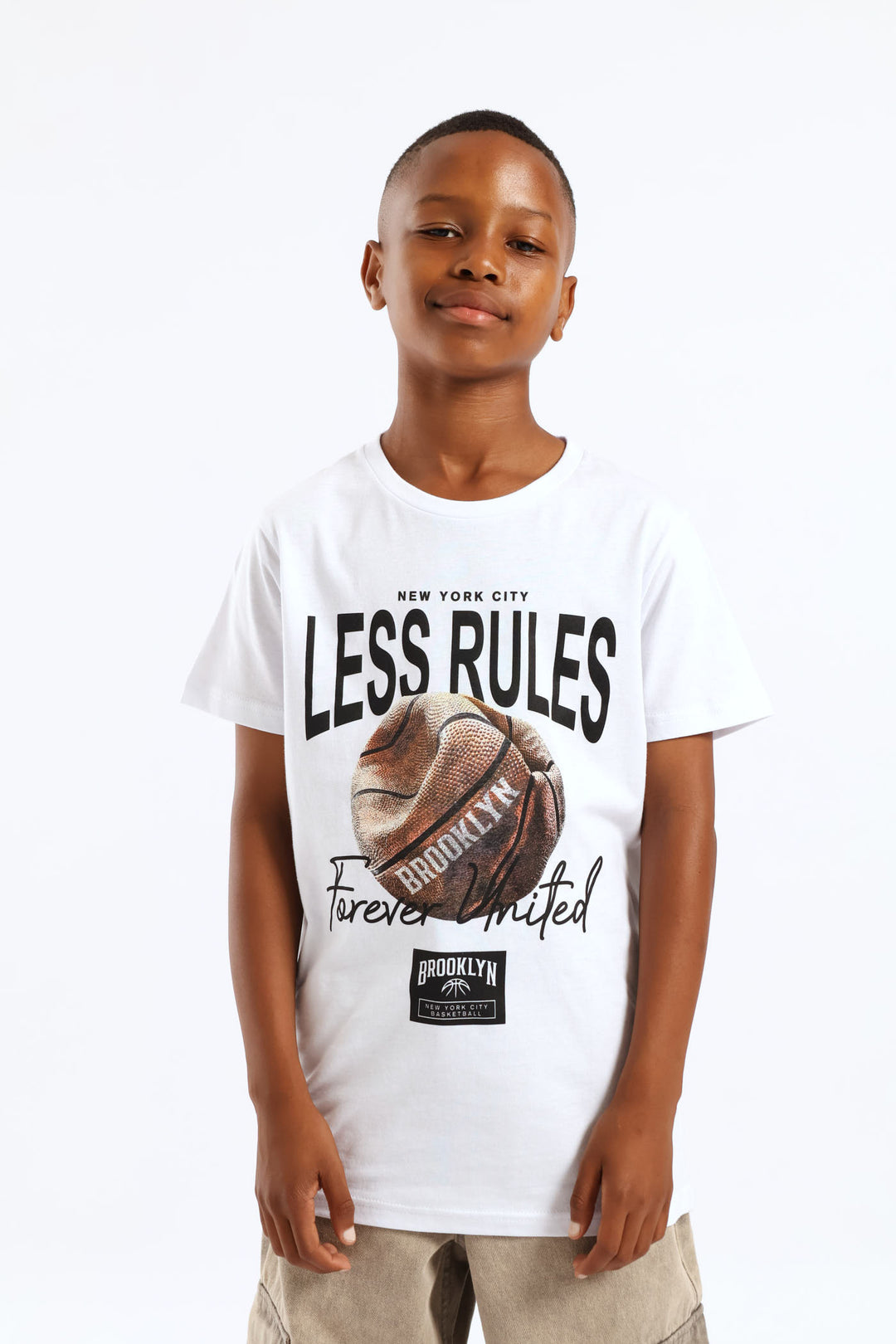 Boys Basketball Print T-Shirt - White