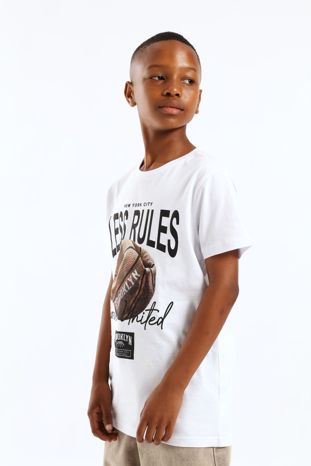 Boys Basketball Print T-Shirt - White