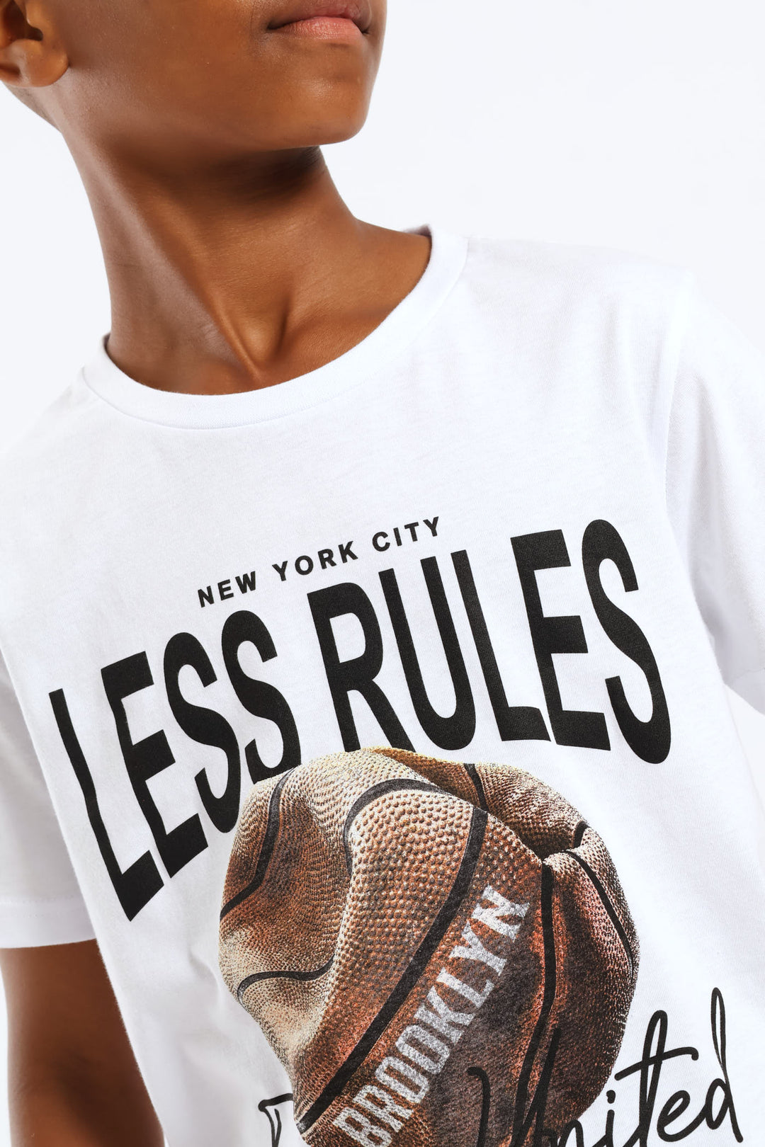 Boys Basketball Print T-Shirt - White