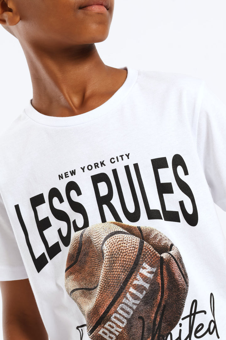 Boys Basketball Print T-Shirt - White
