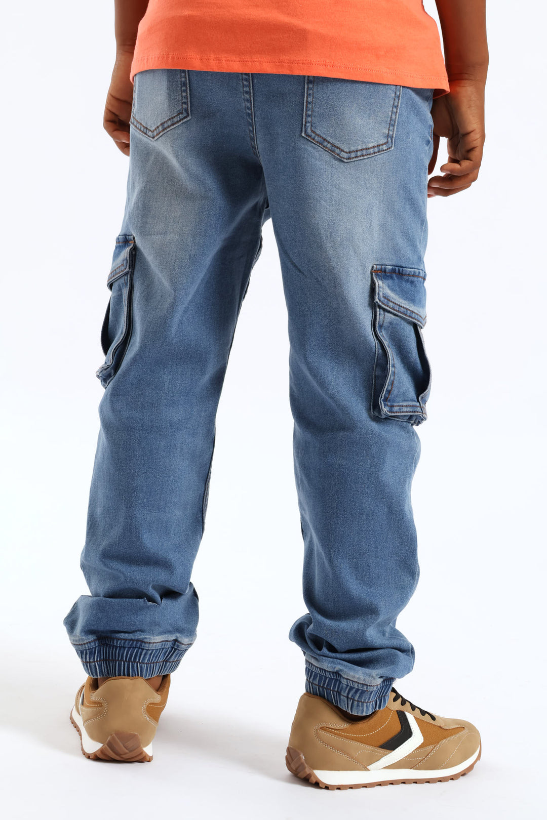 Mid Blue Cargo Jogger Jean - Blue