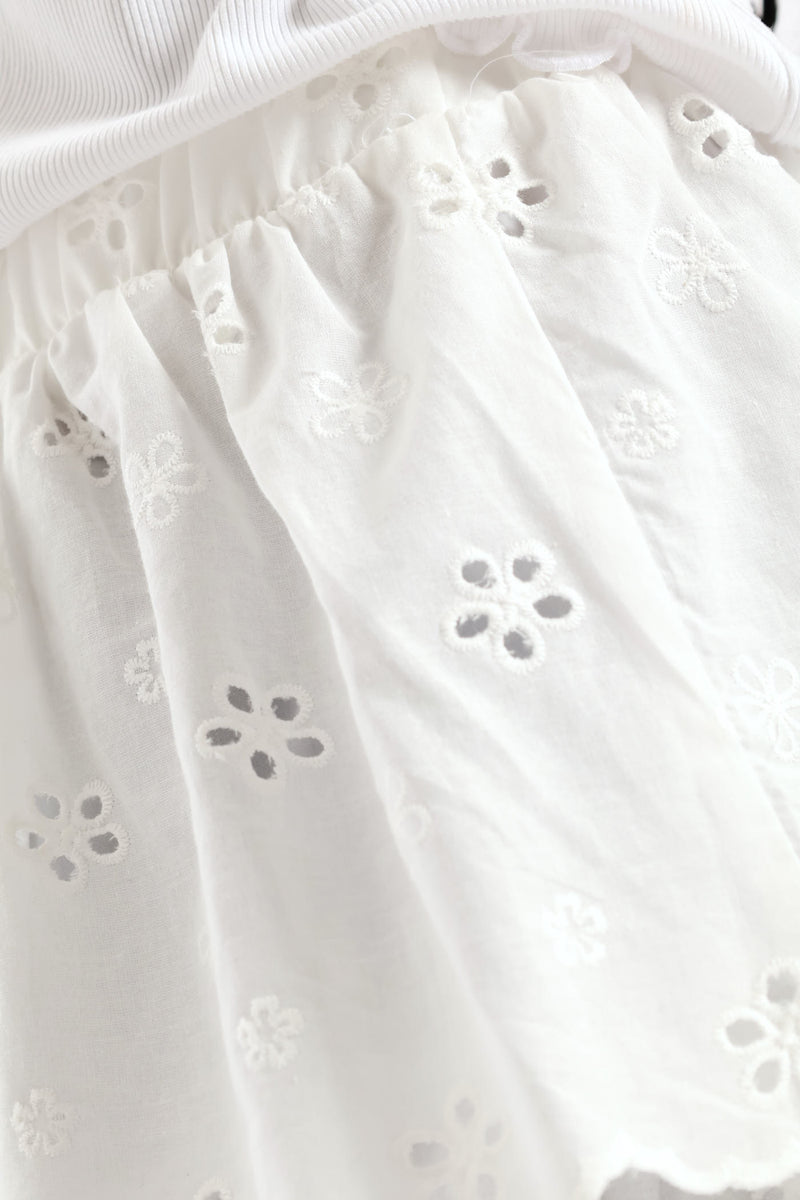 Girls Rara Anglaise Skirt - White