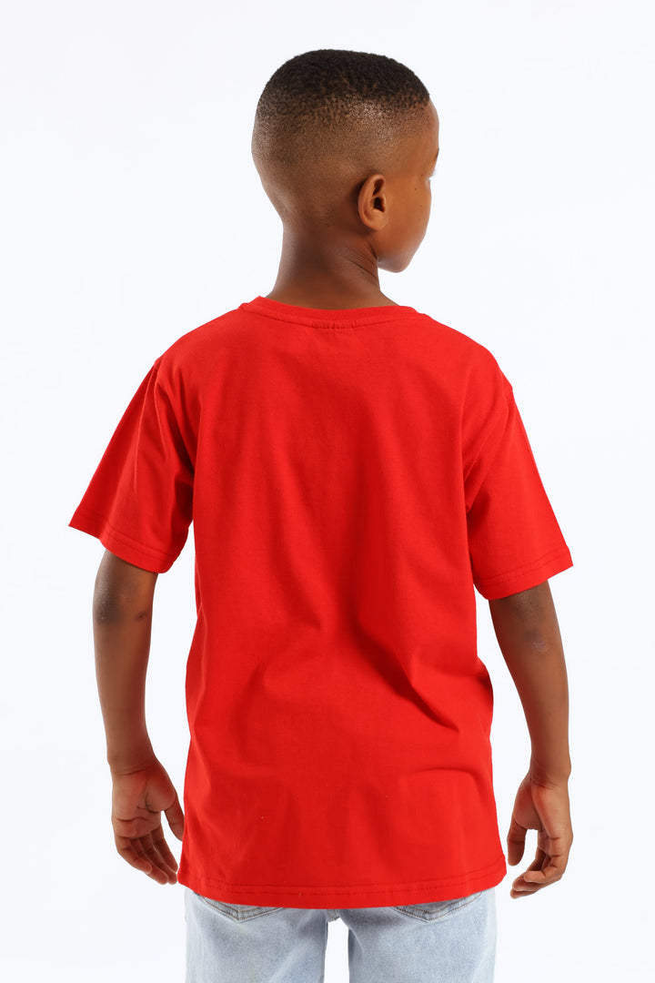 Boys Christmas Teddy Print T-Shirt - Red