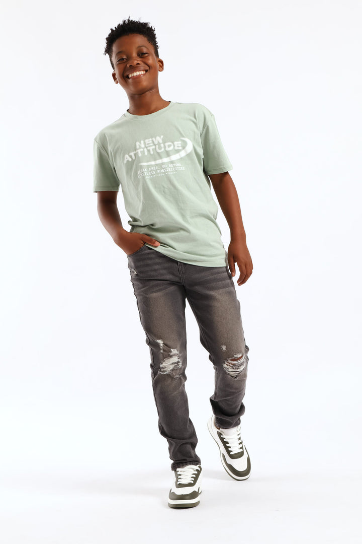 Boys Abraised Slim Denim Jean - Grey Wash