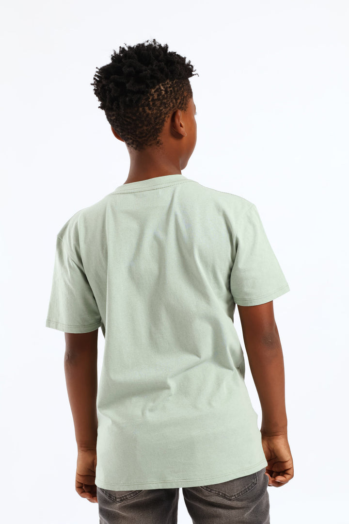 Boys New Attitude Print T-Shirt - Sage