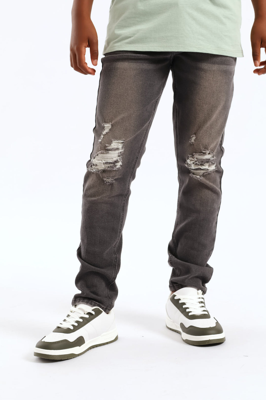 Boys Abraised Slim Denim Jean - Grey Wash