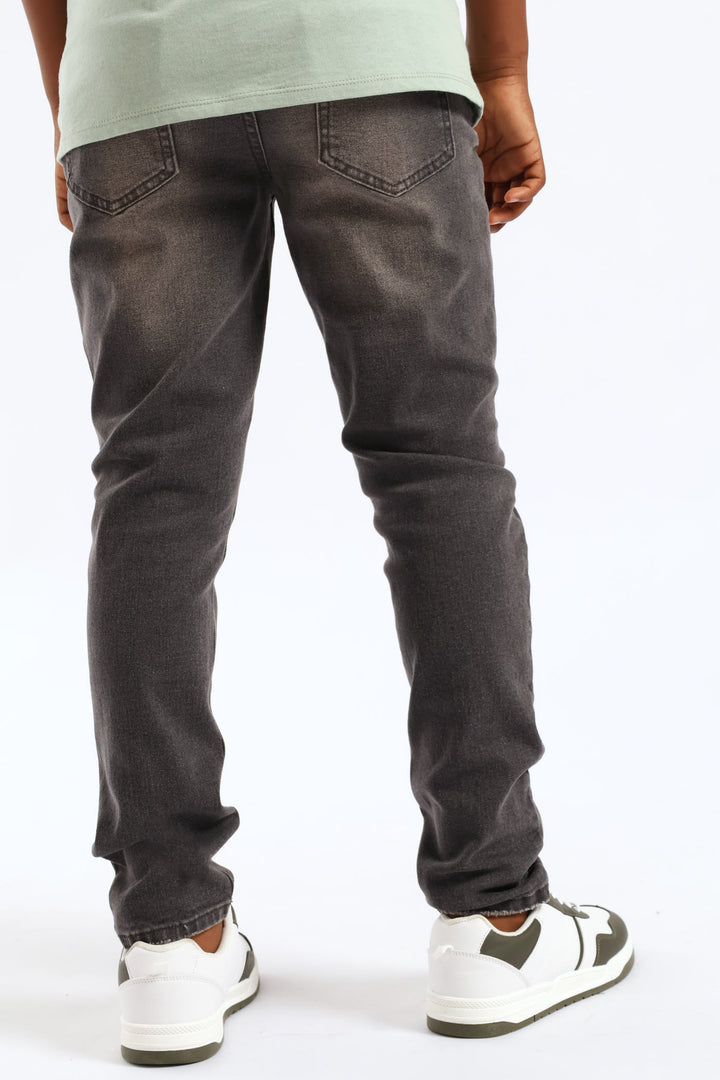 Boys Abraised Slim Denim Jean - Grey Wash