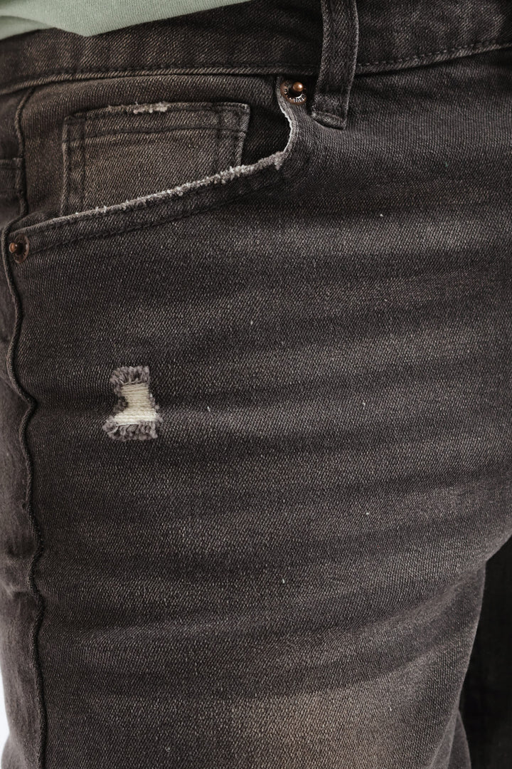 Boys Abraised Slim Denim Jean - Grey Wash