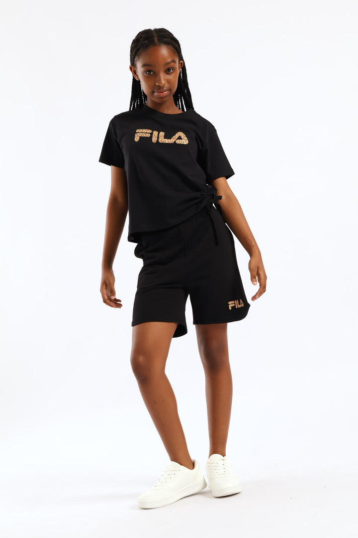 Girls Giulia Fleece Shorts - Black