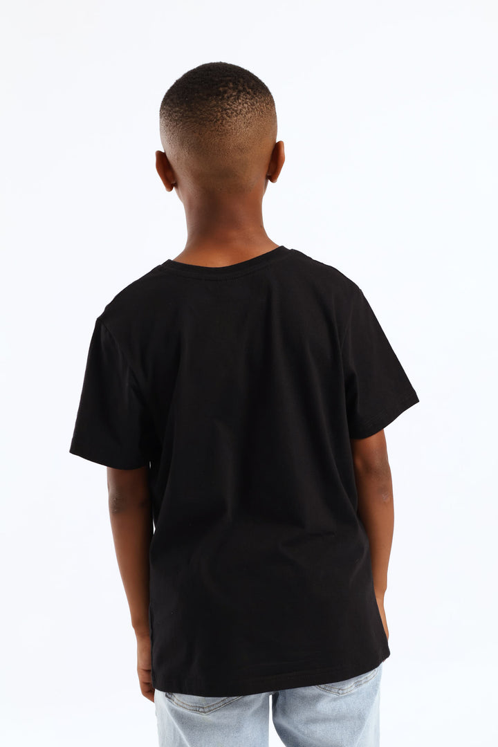 Boys Jolly Santa Print T-Shirt - Black