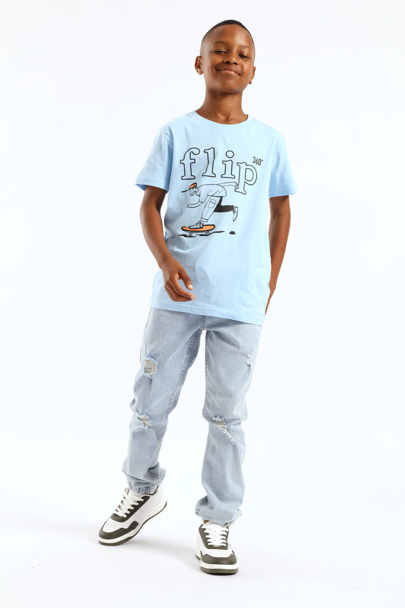 Boys Skater Print T-Shirt - Blue