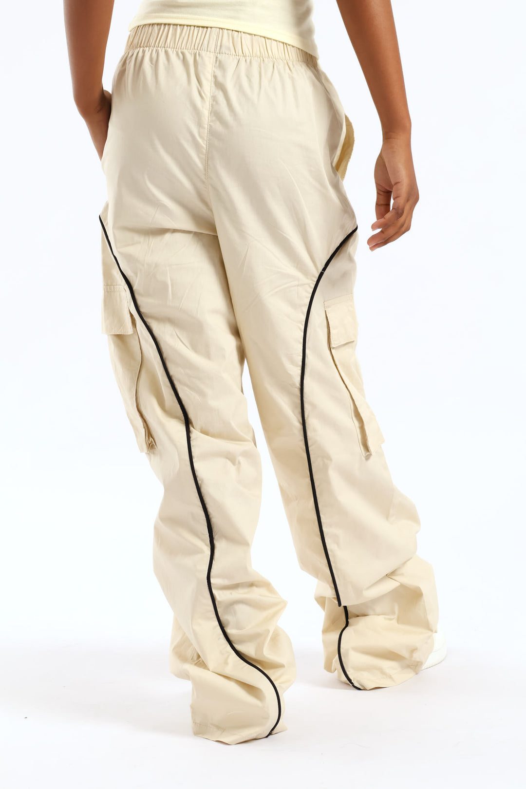 Girls Contrast Pipping Detail Cargo Pant - Stone