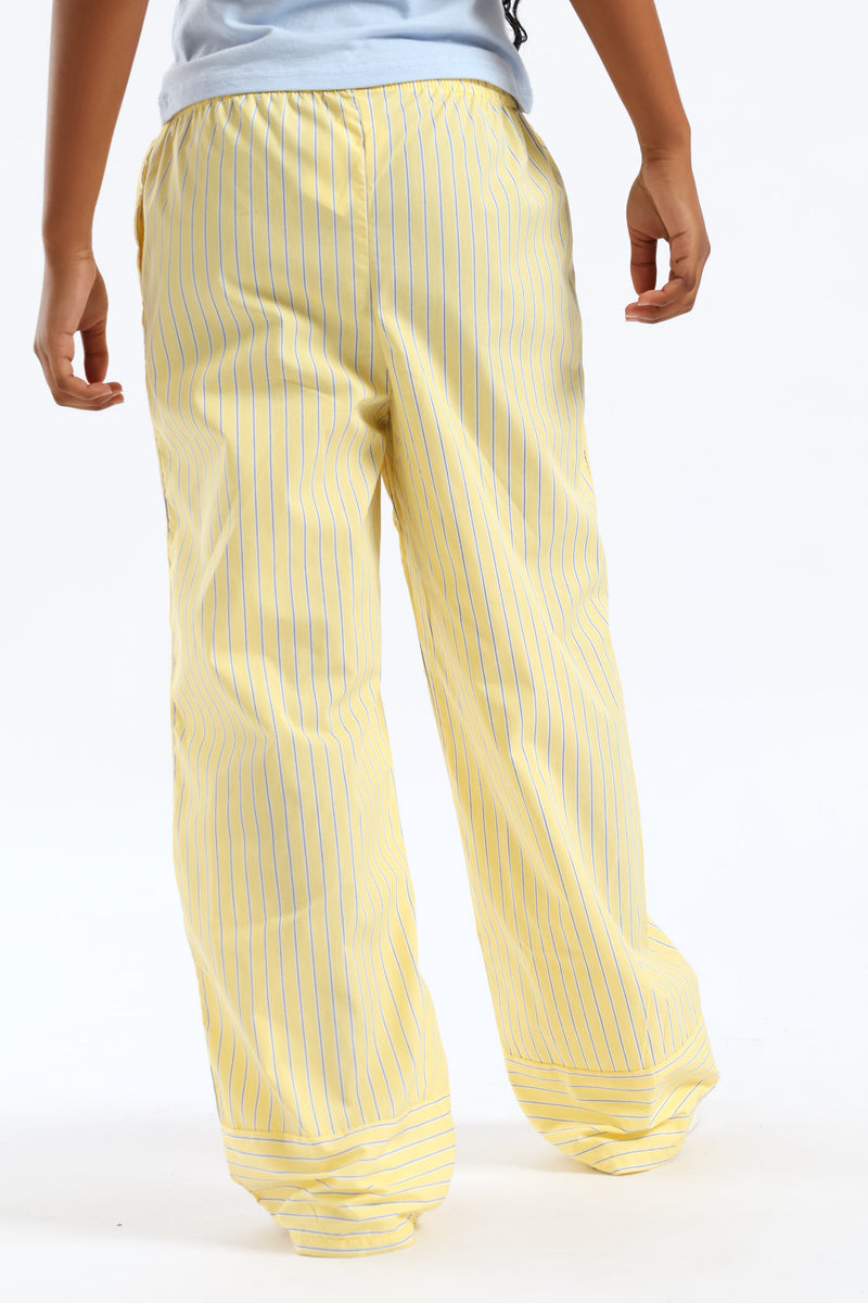 Girls Stripe Poplin Wide Leg Pant - Yellow