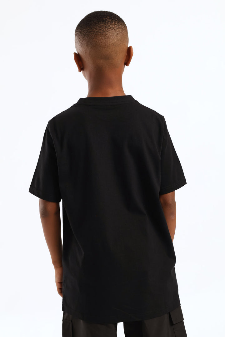 Boys Basketball Print Tee - Black