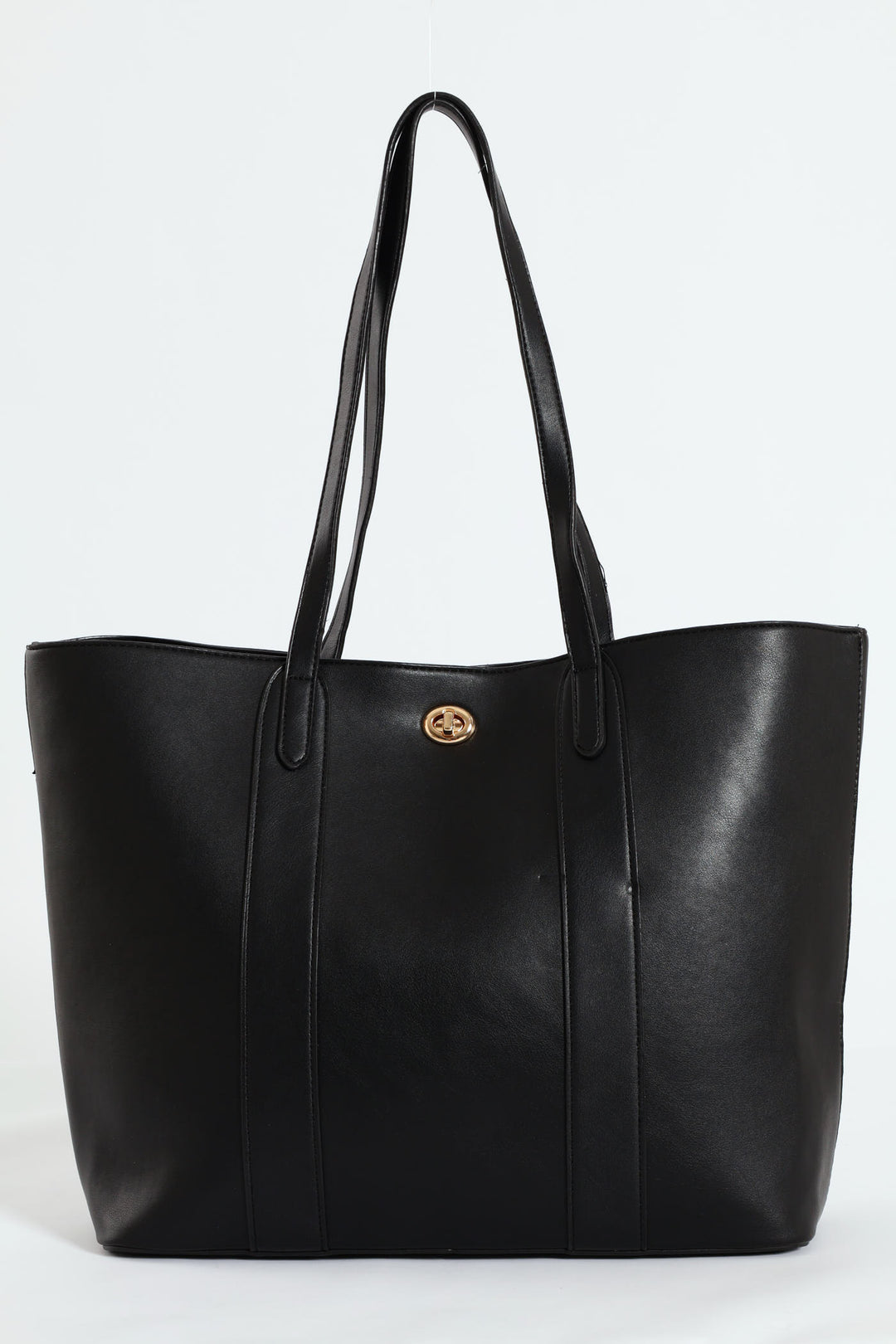 Gold Clasp Large Shopper - Black