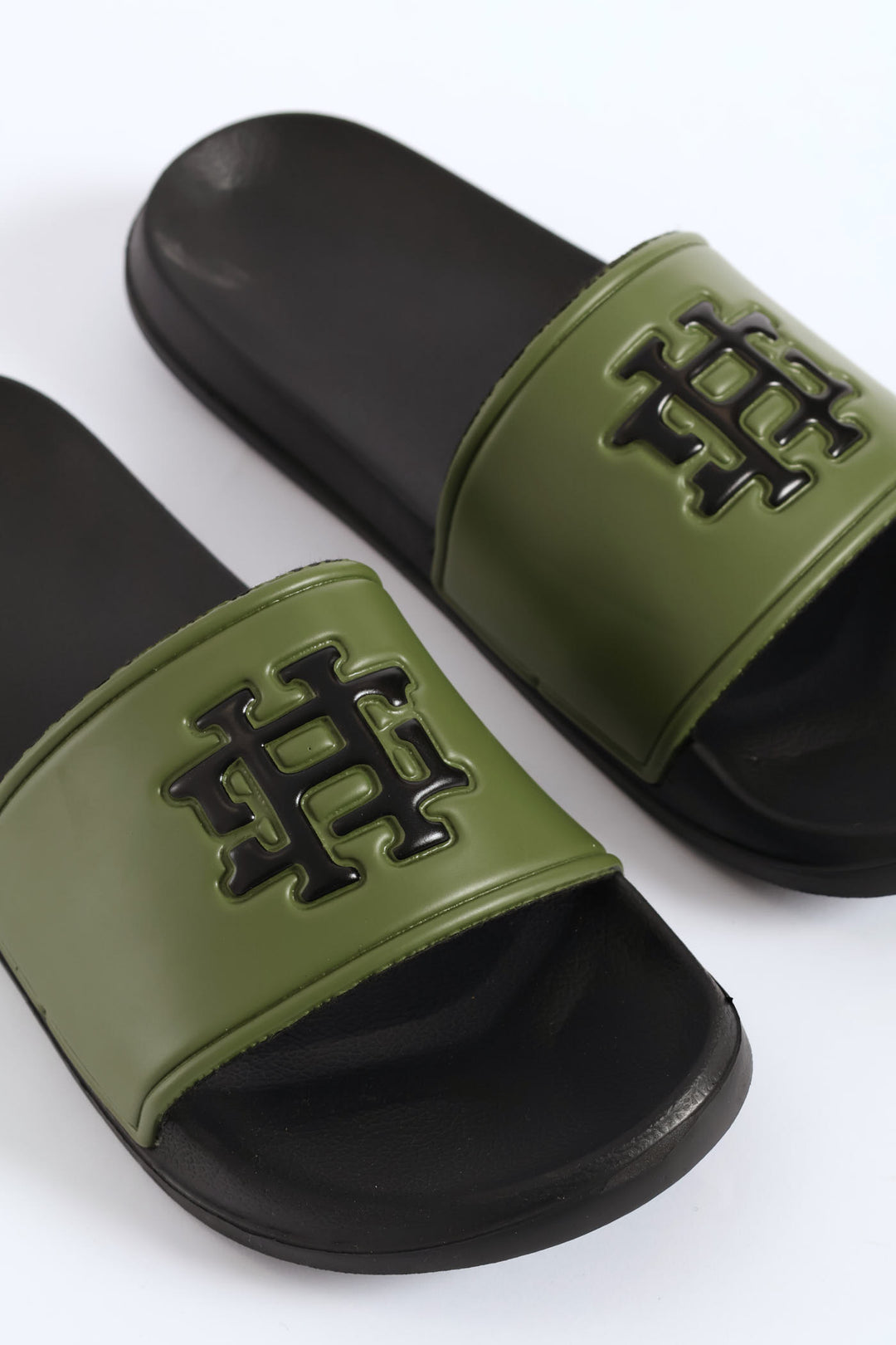 Embossed Brand On Upper Pool Slide - Olive