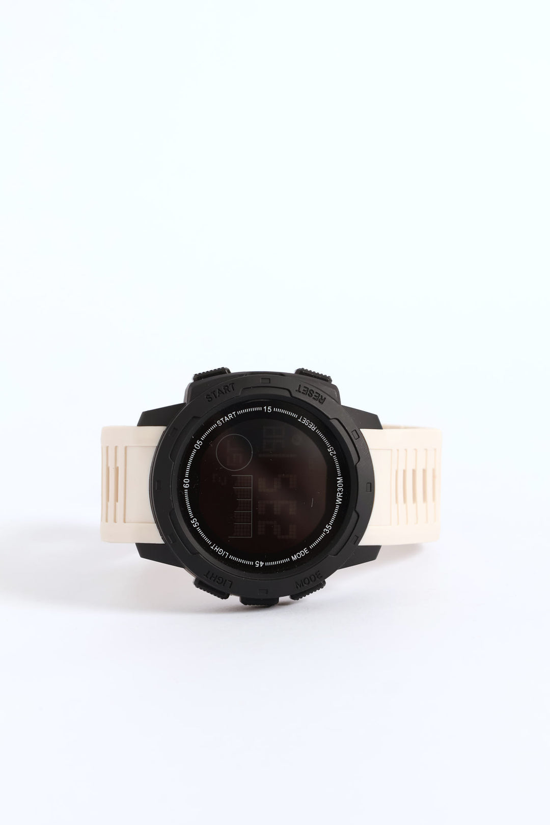 Digital Rubberized Watch - Black/Stone