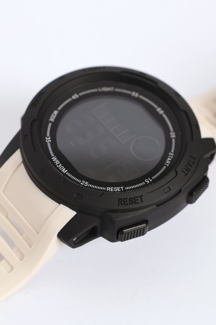 Digital Rubberized Watch - Black/Stone