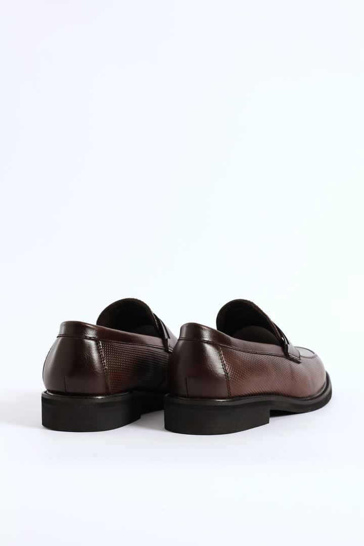 Laser Punched Detail Double Banded Upper Slip On - Chocolate