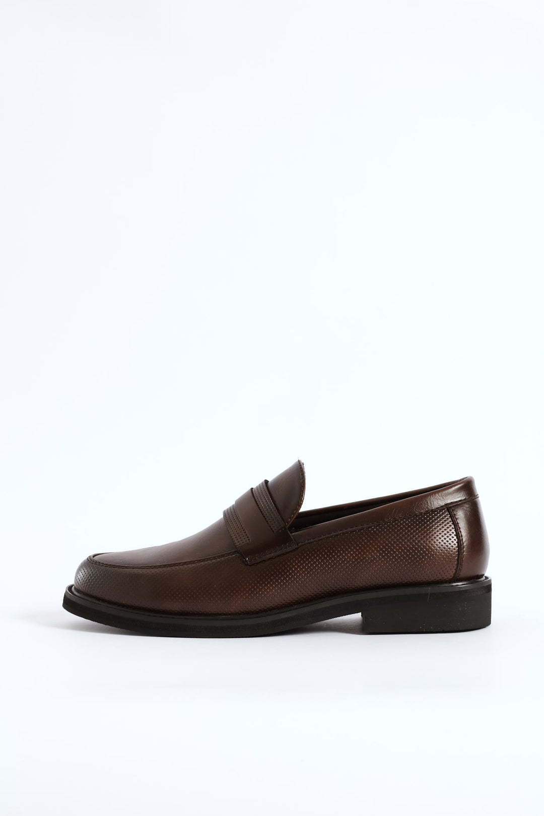 Laser Punched Detail Double Banded Upper Slip On - Chocolate