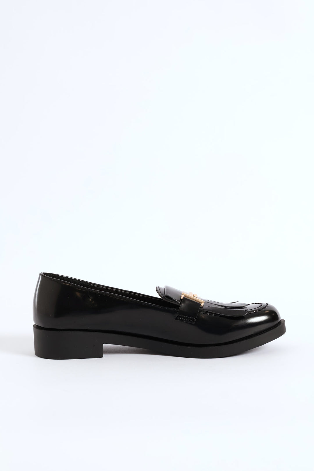 Metal Trim & Tassel Chunky Loafer - Black