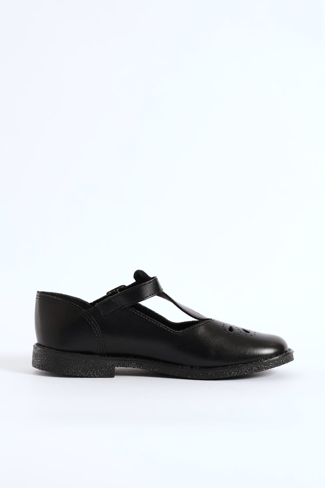 Leather Pre-Girls T-Bar School Shoe - Black