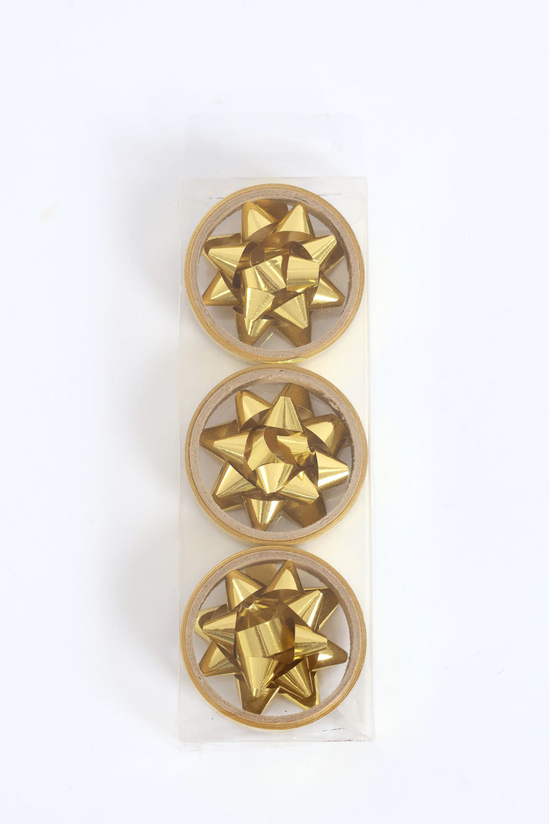 3 Pack Star (5cm) Ribbon (2cm) - Gold