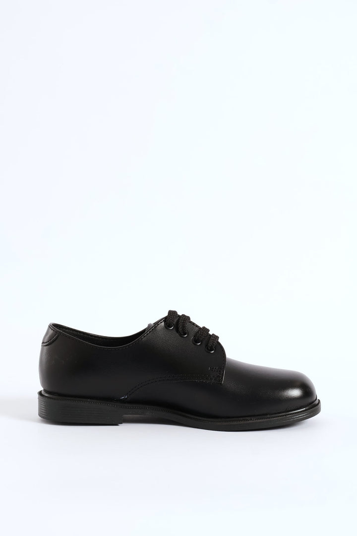 Leather Boys Lace-Up School Shoe - Black