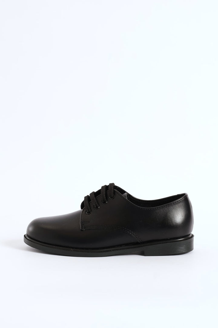 Leather Boys Lace-Up School Shoe - Black