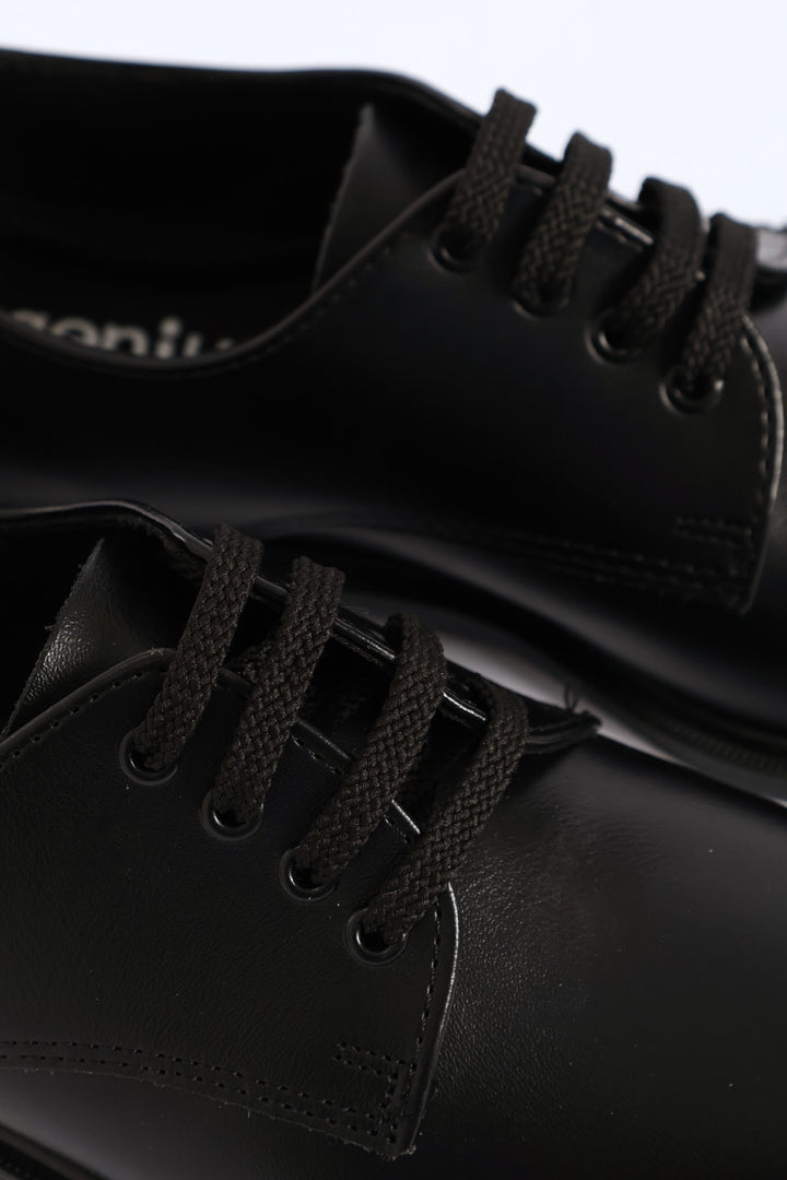 Leather Boys Lace-Up School Shoe - Black