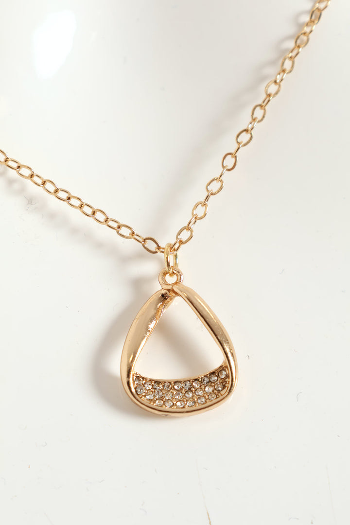 Diamante Pendant Necklace - Gold
