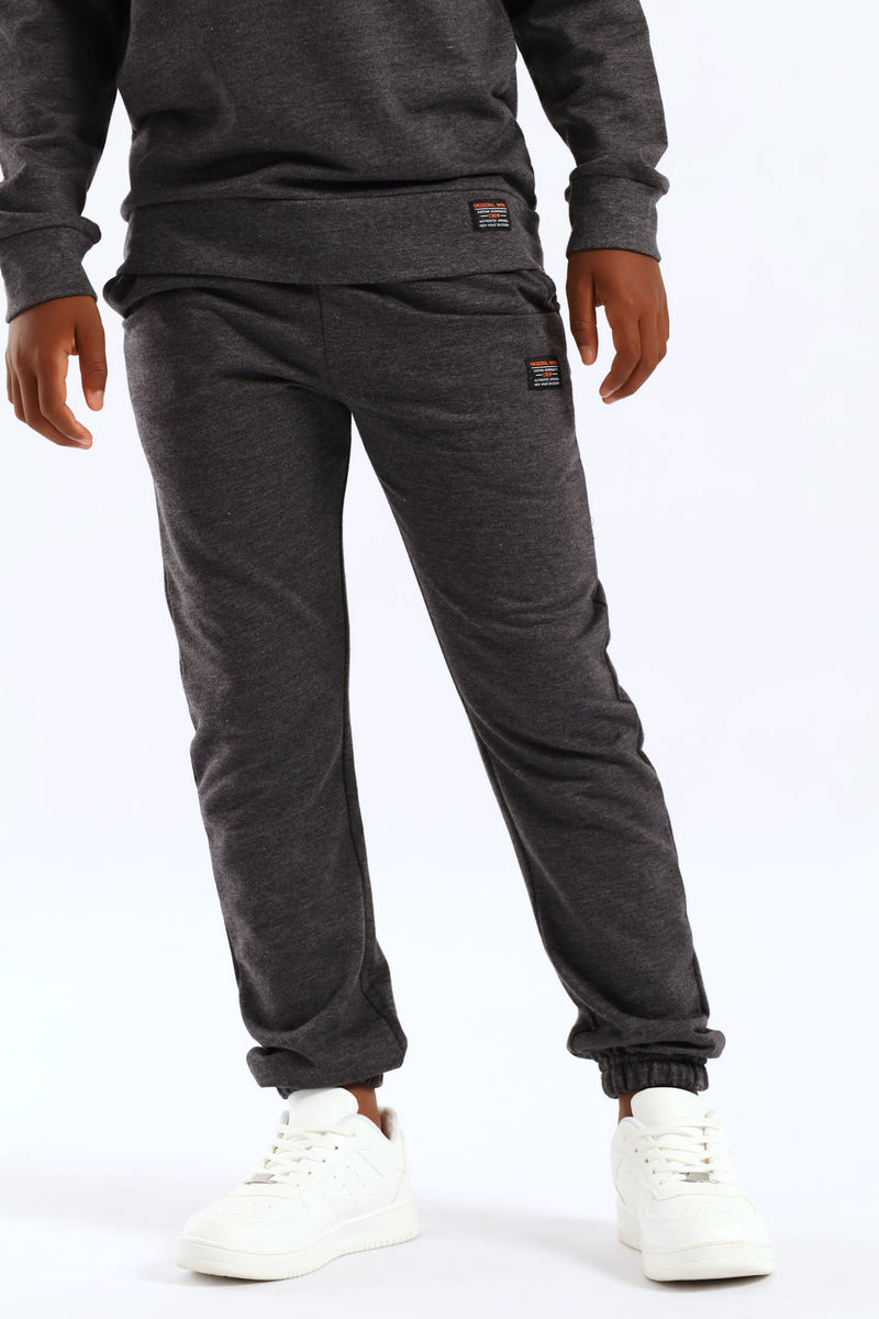 Boys Unbrushed Fleece Jogger - Charcoal Melange