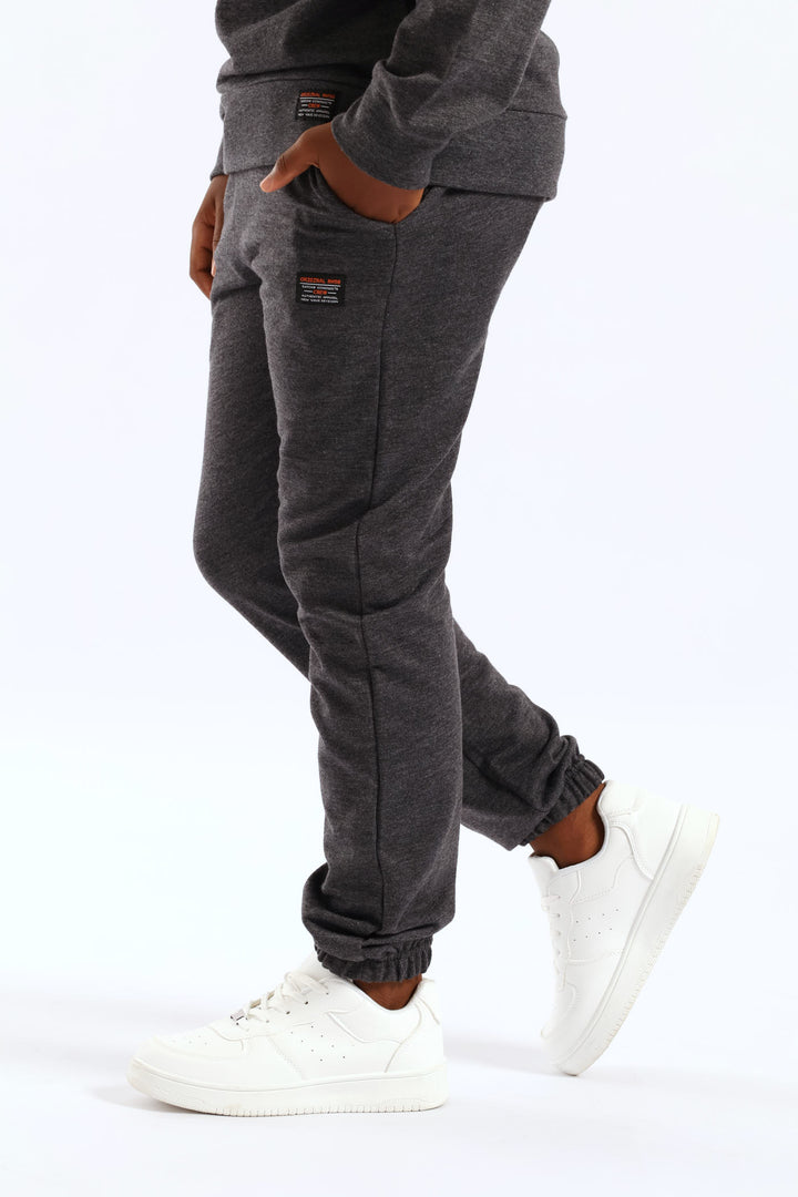 Boys Unbrushed Fleece Jogger - Charcoal Melange